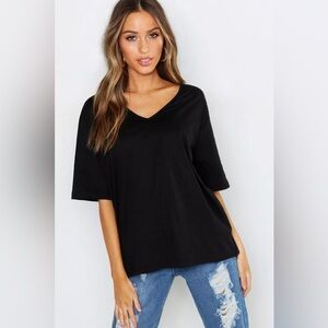EUC Women’s Black Oversized Jersey Top S S